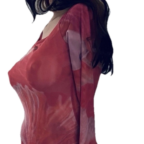 RAMONA LaRUE by Arianne NWT Adele FIGHTER FISH Print Tattoo Mesh DRESS XS / S - Picture 10 of 16